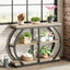 41.33" Industrial Console Table - Rustic Brown 3-Tier Entryway Shelf w/Arched Metal Frame