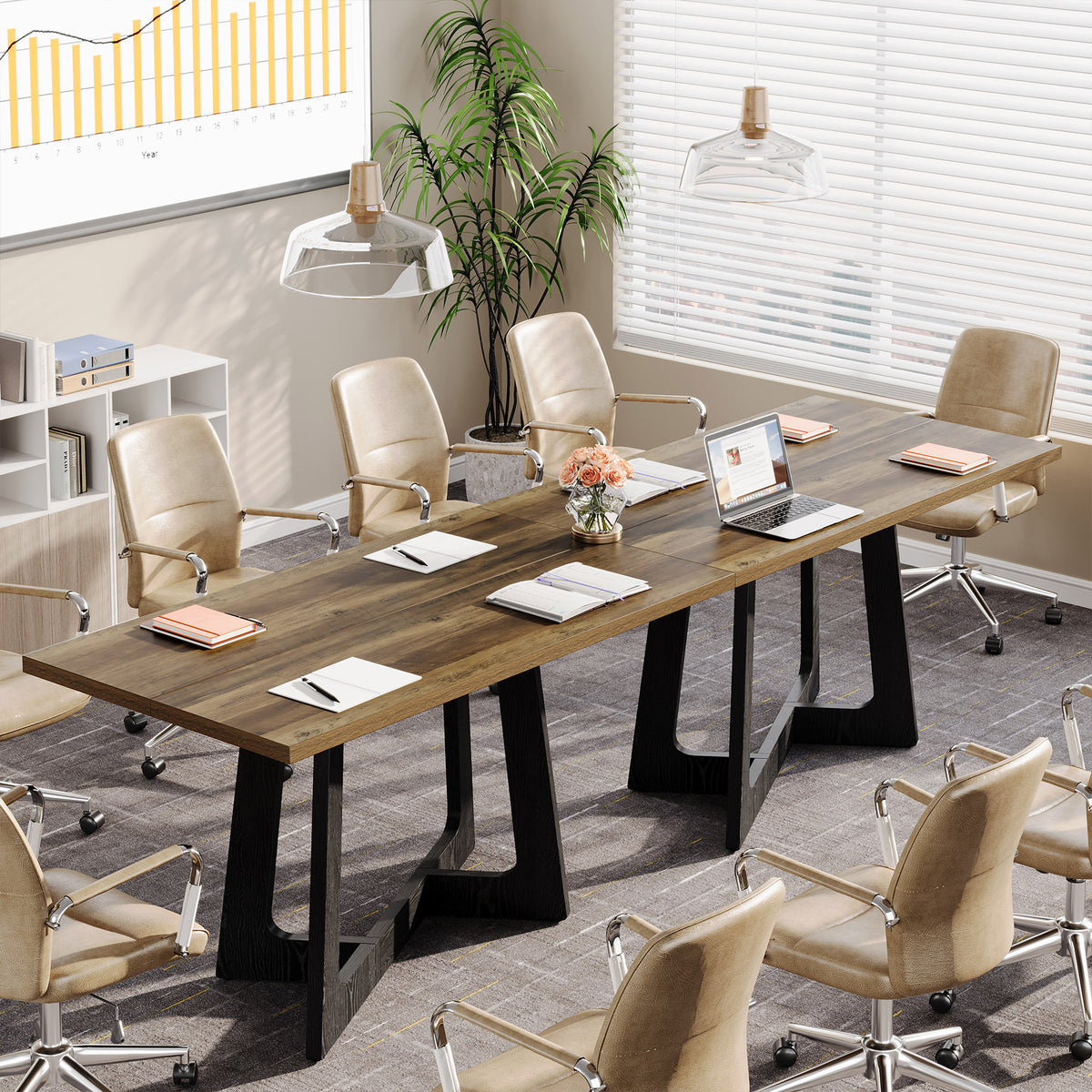 120cm Conference Table, Industrial Office Meeting Table with Sturdy Metal Base for 2-4 People