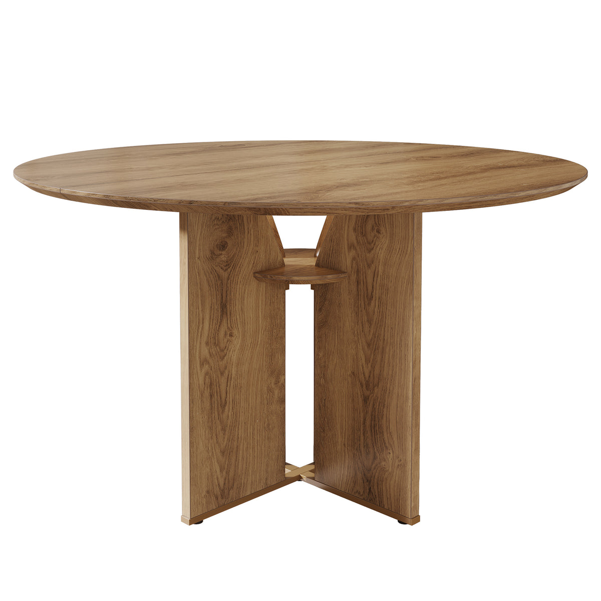 39.4" Round Dining Table, Farmhouse Kitchen Table with Storage Shelf and X-Shape Base