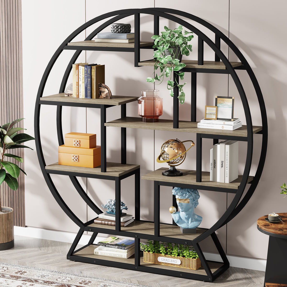 63" Round Plant Stand, Flower Pot Plant Rack with 8 Shelves
