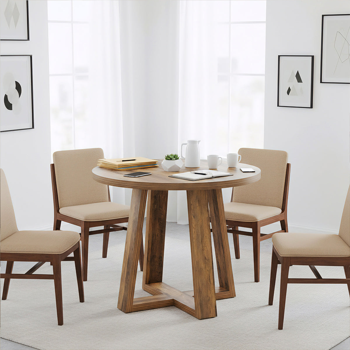 80cm Conference Table, Farmhouse Home Office Meeting Desk for 2-4