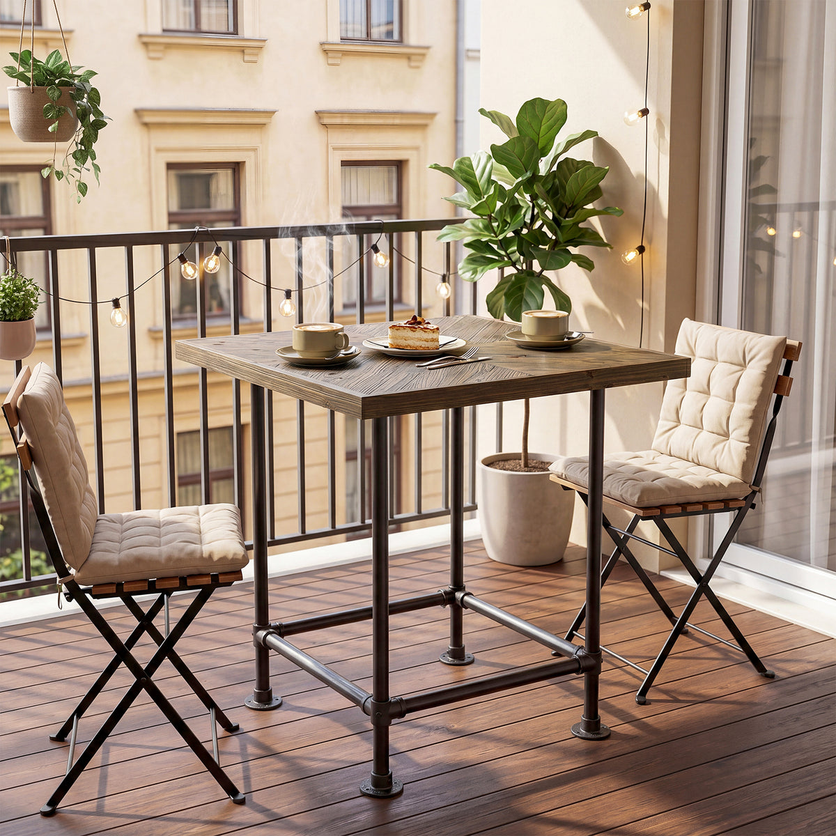 90cm Bar Table, Industrial Pub Table with Solid Wood Top for Home Bar Kitchen