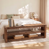 160cm Entryway Bench, 3-Tier Solid Wood Shoe Bench with Storage for Hallway Bedroom 3