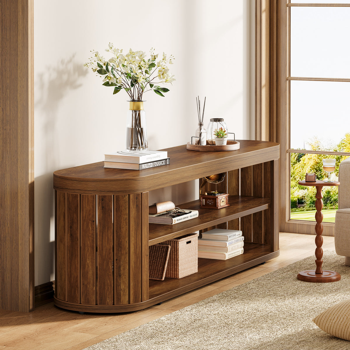 120cm TV Stand, 2-Tier Open Storage for TVs up to 55"