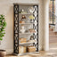 71" Industrial 6-Tier Bookcase - 5-Shelf Floor Standing Storage Unit in Brown & Black