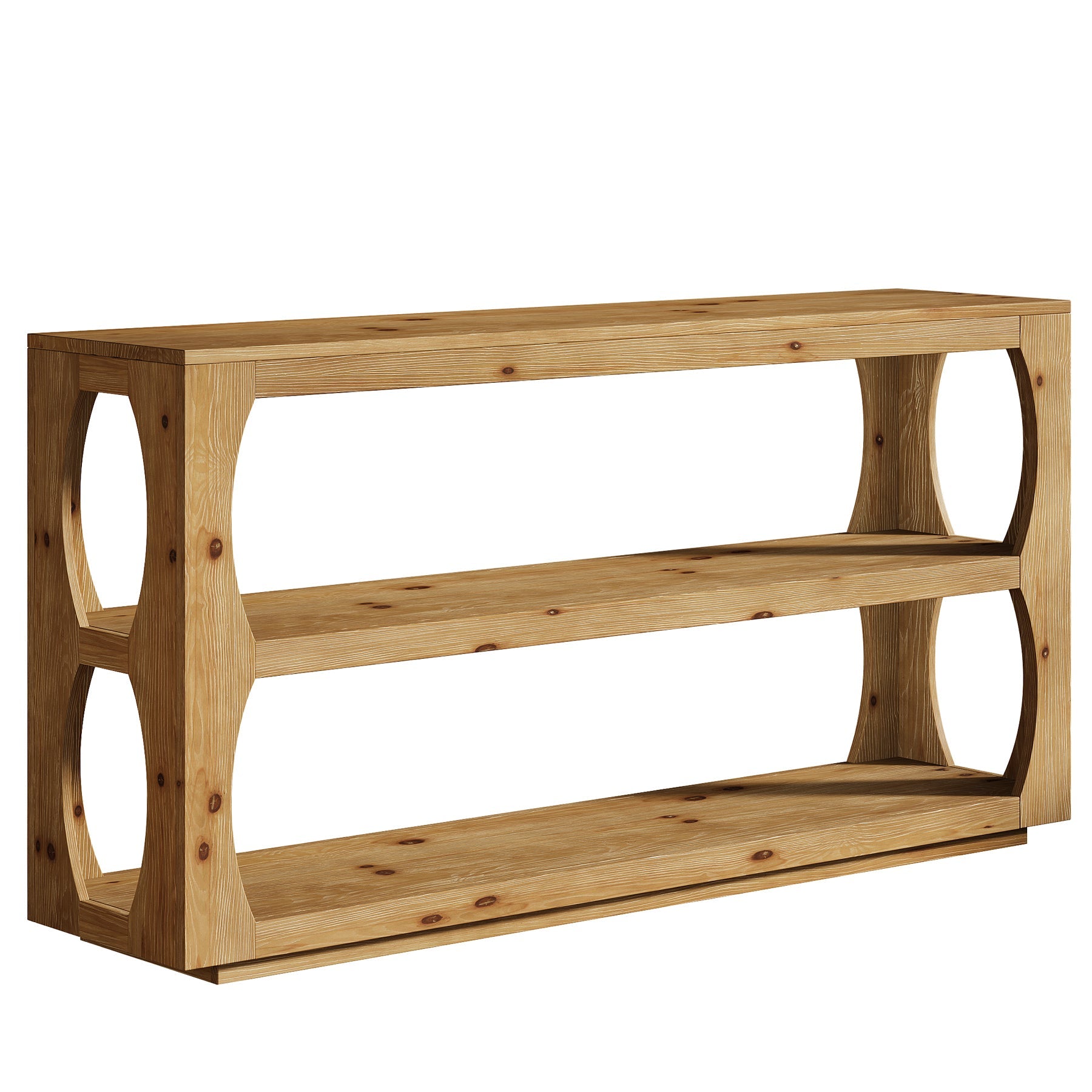 160cm Solid Wood Console Table, Farmhouse Narrow Entryway Sofa Table with 3-Tier Storage