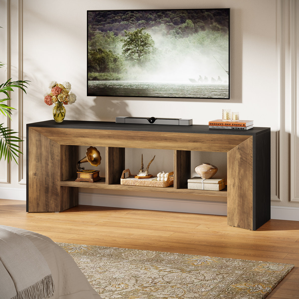 160cm TV Stand, Industrial Entertainment Centre with Storage for TVs up to 70"