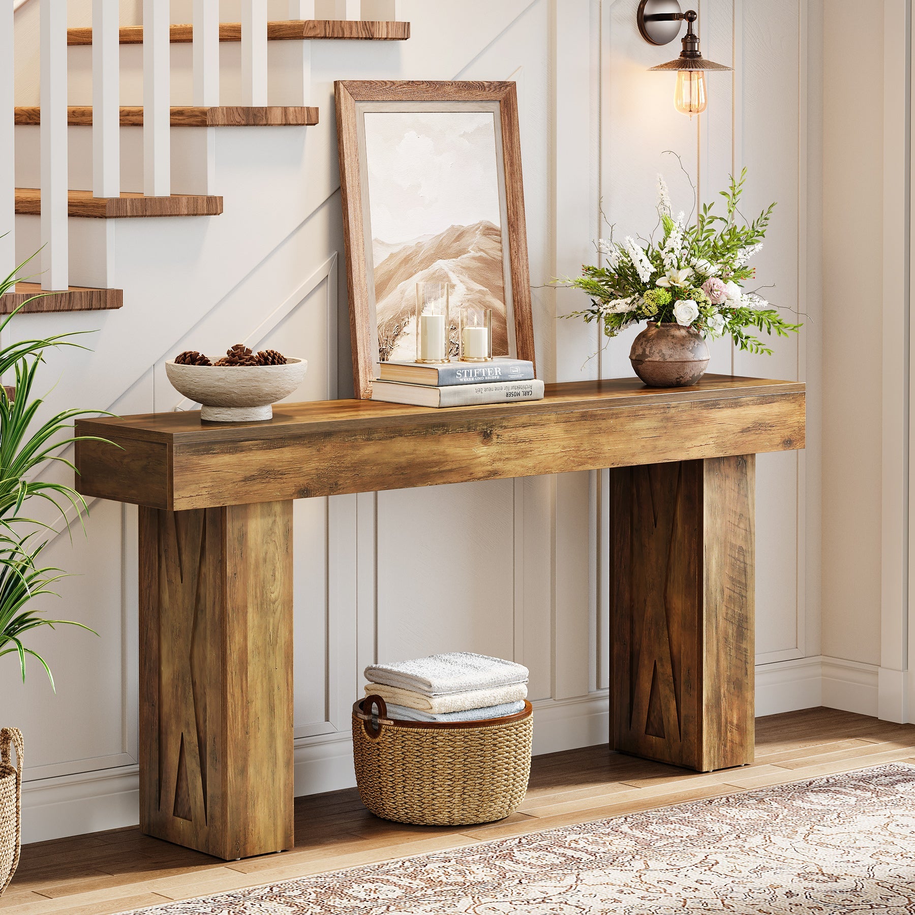 63" Narrow Console Table, Modern Sofa Table for Entryway Living Room