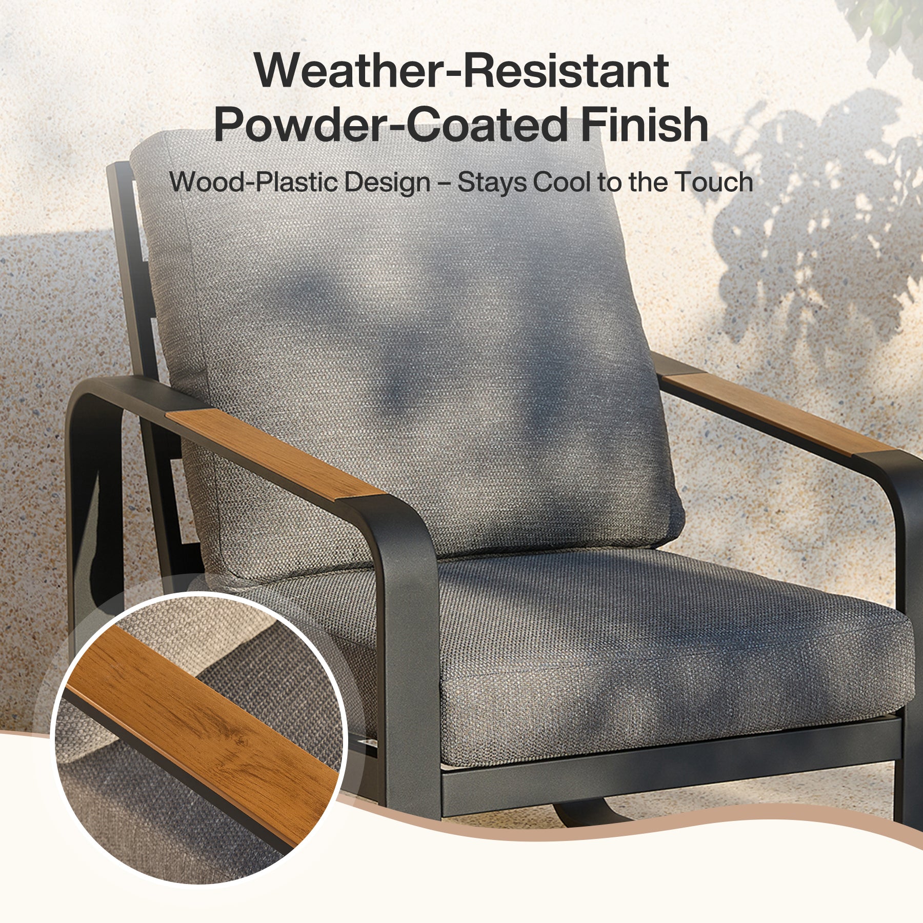 29.9" Wide Outdoor Patio Sofa, Modern Single Seat With Removable Cushions