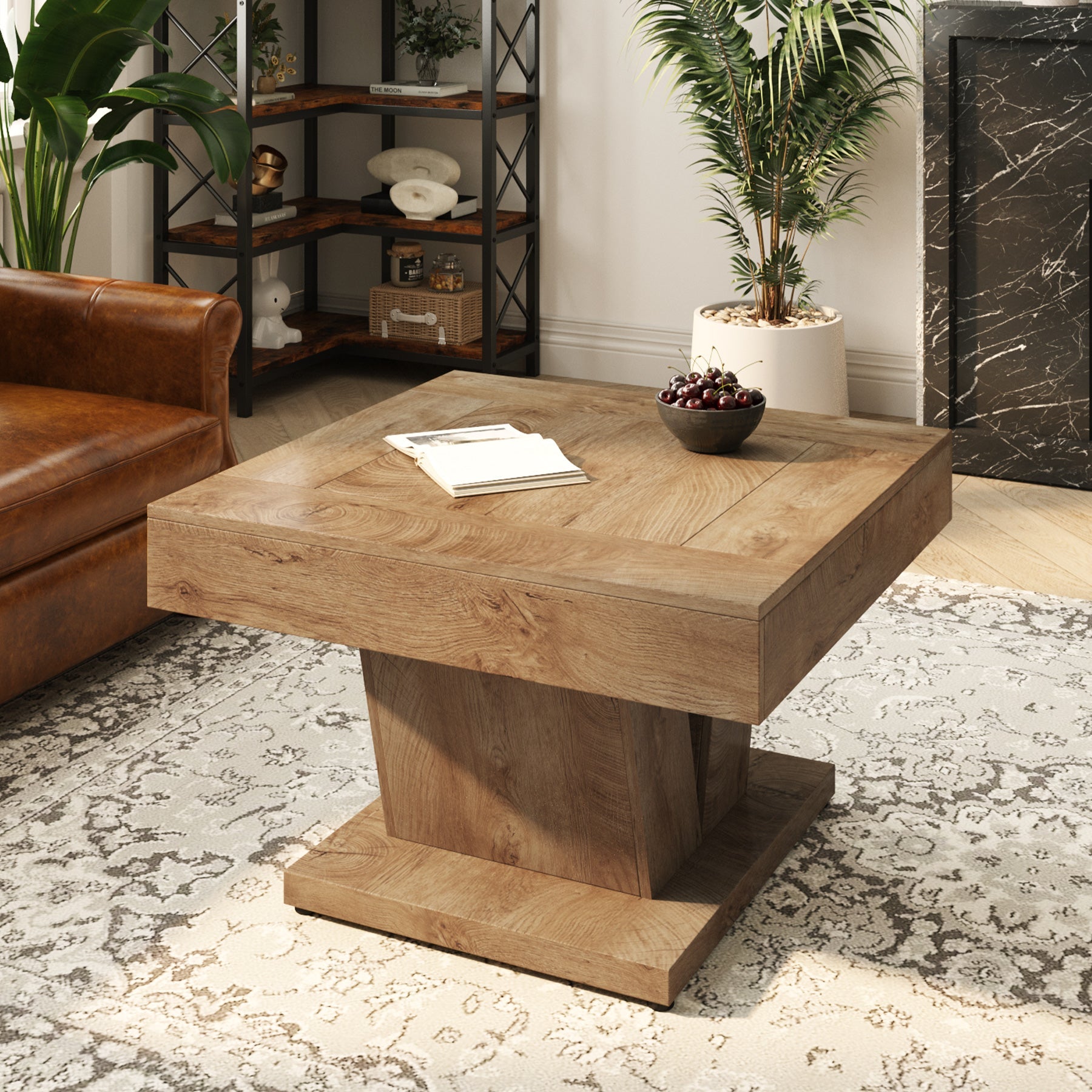 31.5" Wood Coffee Table,  Modern Center Table Cocktail Tea Table