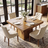 80cm Square Dining Table, Farmhouse Dinner Table with Trapezoidal Base for 2-4 3