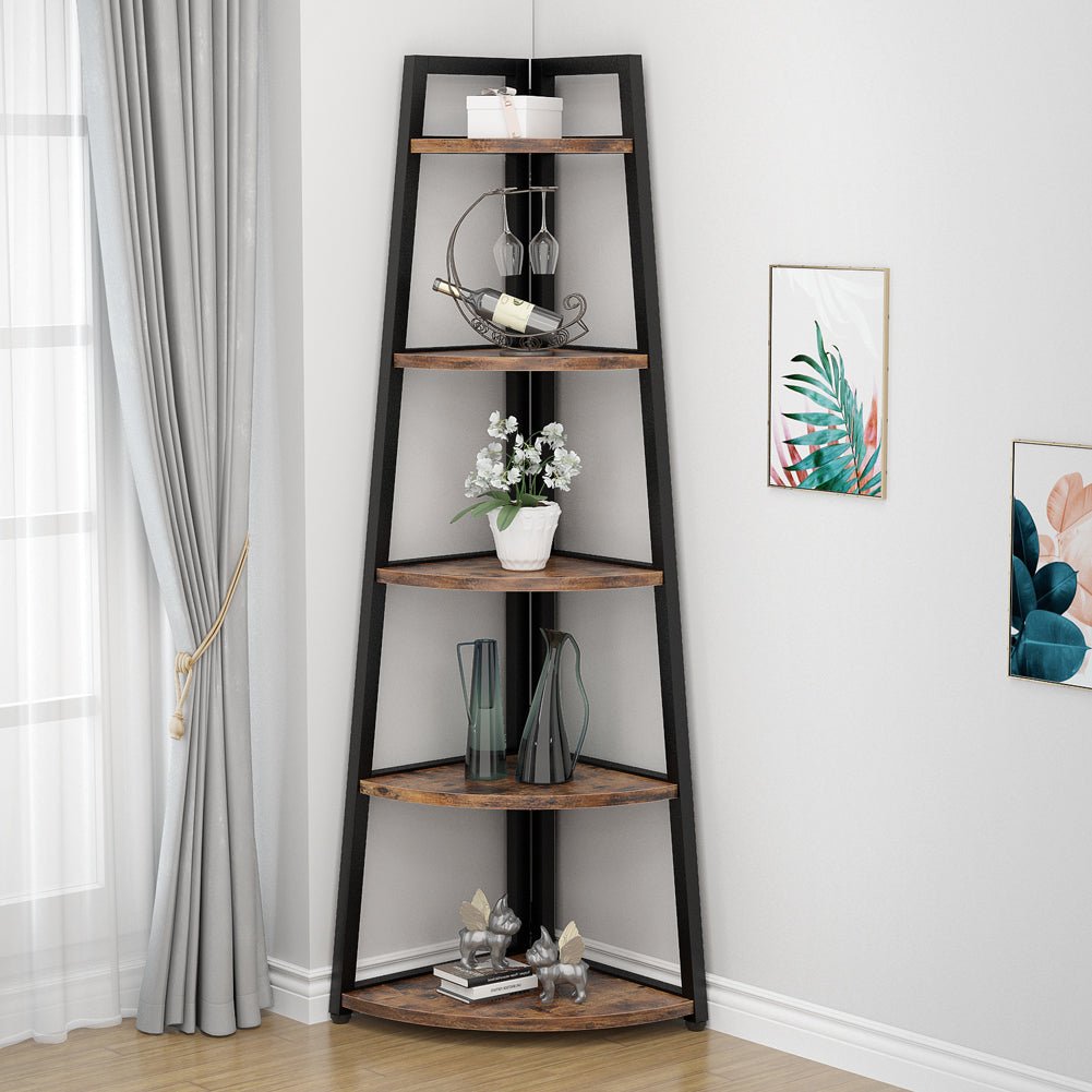 70" 5-Tier Tall Corner Ladder Shelf Small Bookcase