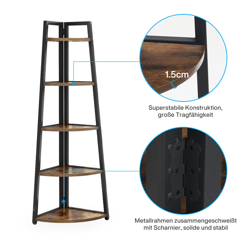 70" 5-Tier Tall Corner Ladder Shelf Small Bookcase