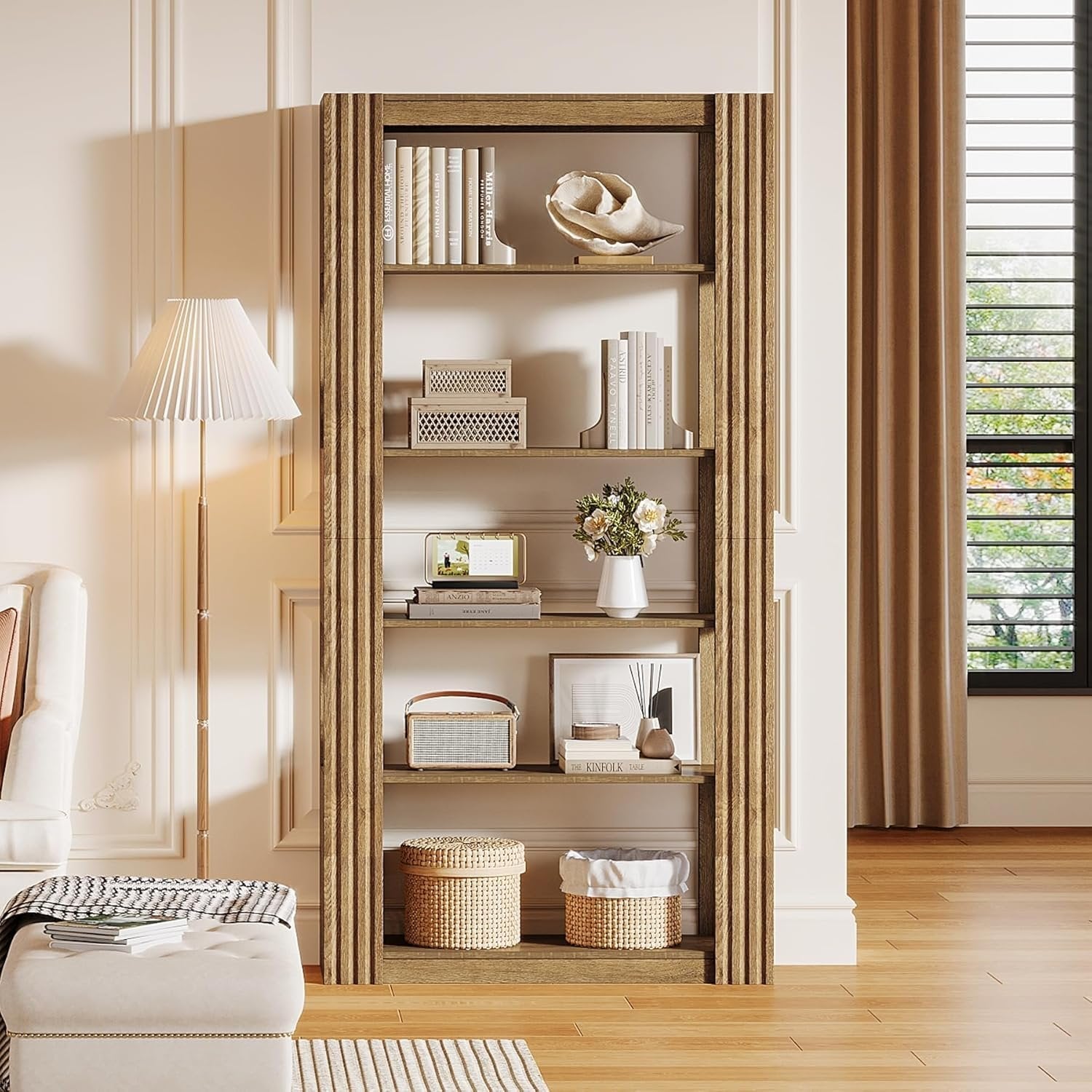 5-Tier Bookcase, 70.8" Bookshelf Floor Standing Display Storage Racks