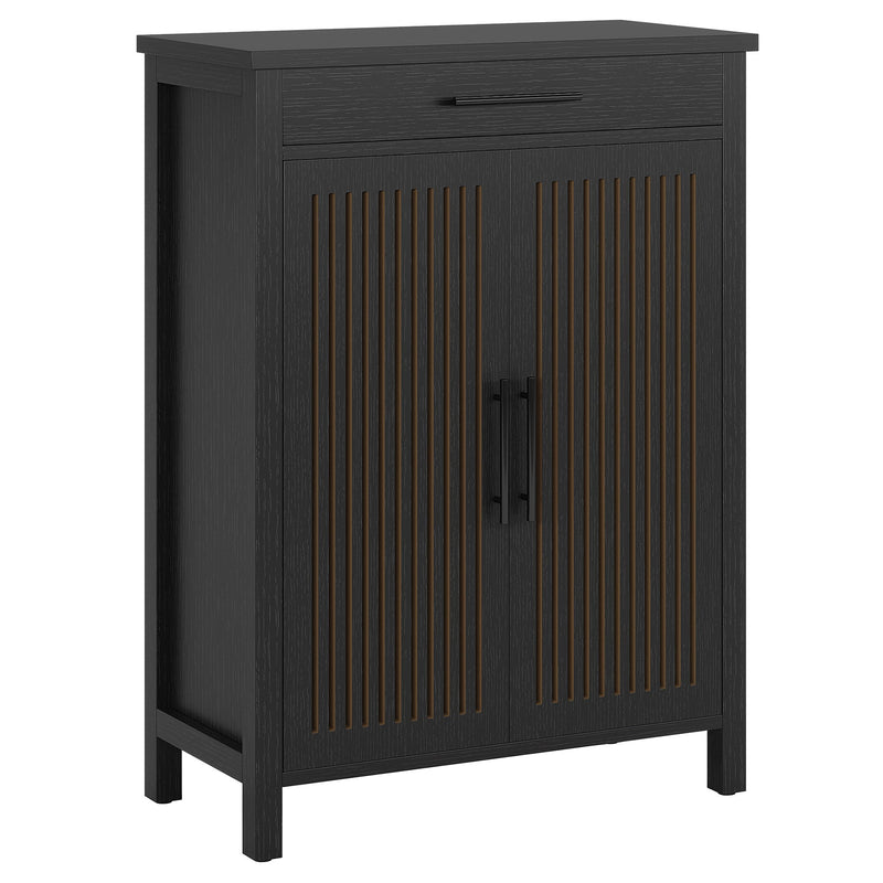5-Tier Shoe Cabinet, Louvered Door Storage Organizer with Drawer Shelves