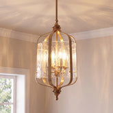 10.6" Gold Vintage Pendant Light, Lantern Chandelier 3