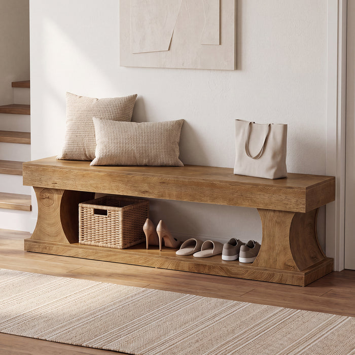 160cm Shoe Bench, MDF Storage Bench with Seat for Hallway