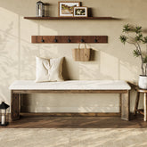 Tribesigns Padded Solid Wood Shoe Bench with Faux Fur Seat, 140cm 3