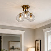 Tribesigns 3-bulb E14 ceiling light, living room ceiling lamp with clear blown glass spheres 3