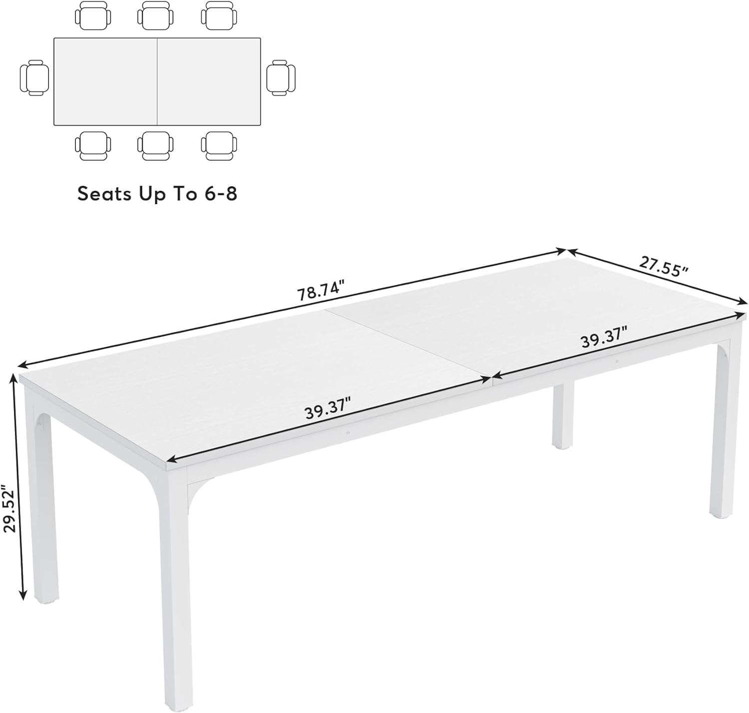 78.7" Rectangle Executive Desk,  Computer Desk 6FT Conference Table