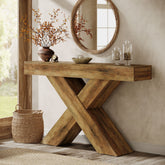 55" Console Table, Wooden Unique Design Sofa Foyer Table Tribesigns 3