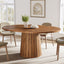 55.11" Oval Dining Table for 6 People, Farmhouse Kitchen Dinner Table with Cylindrical Pedestal