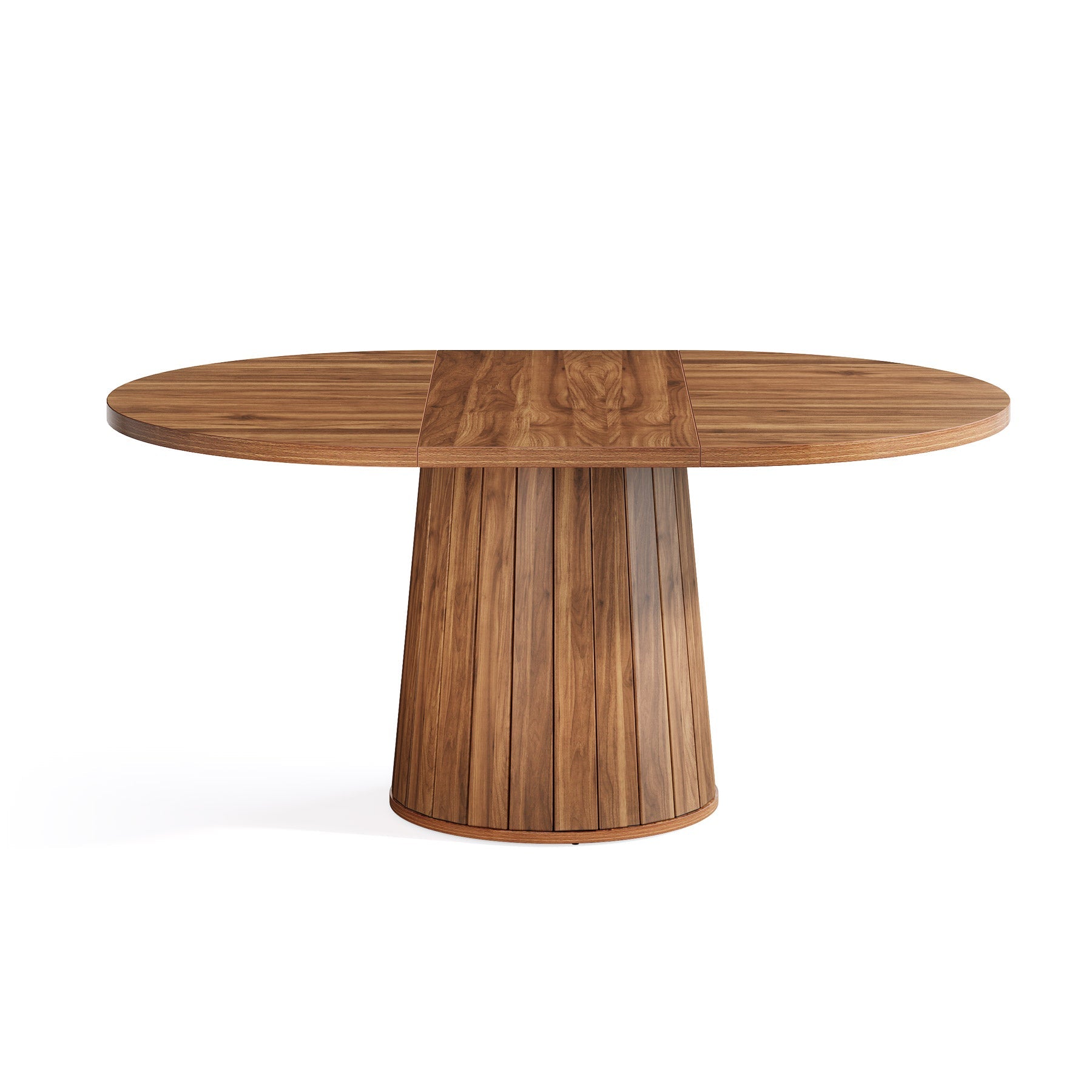 55.11" Oval Dining Table for 6 People, Farmhouse Kitchen Dinner Table with Cylindrical Pedestal