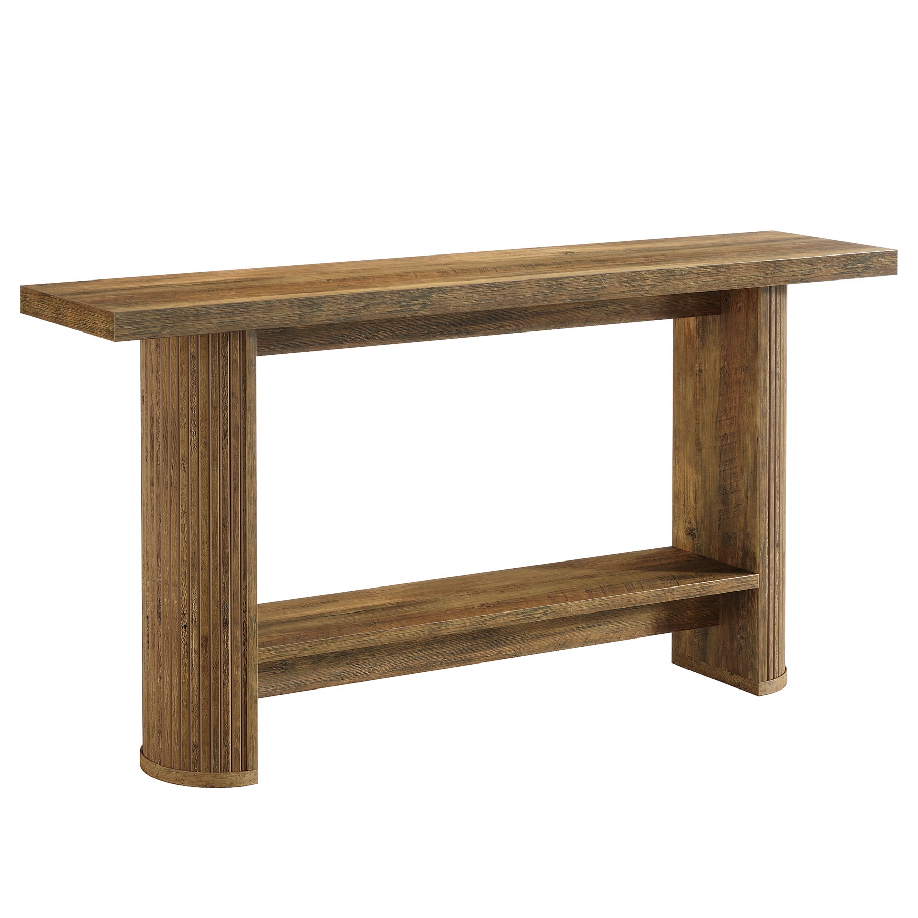55" Narrow Console Table with Storage Shelf, Rustic Entryway Sofa Table