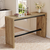 55" Bar Table, Rectangular Counter Height Pub Table with Metal Footrest 3