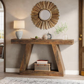55" Farmhouse Console Table, Rustic Wooden Sofa Table with Storage 3