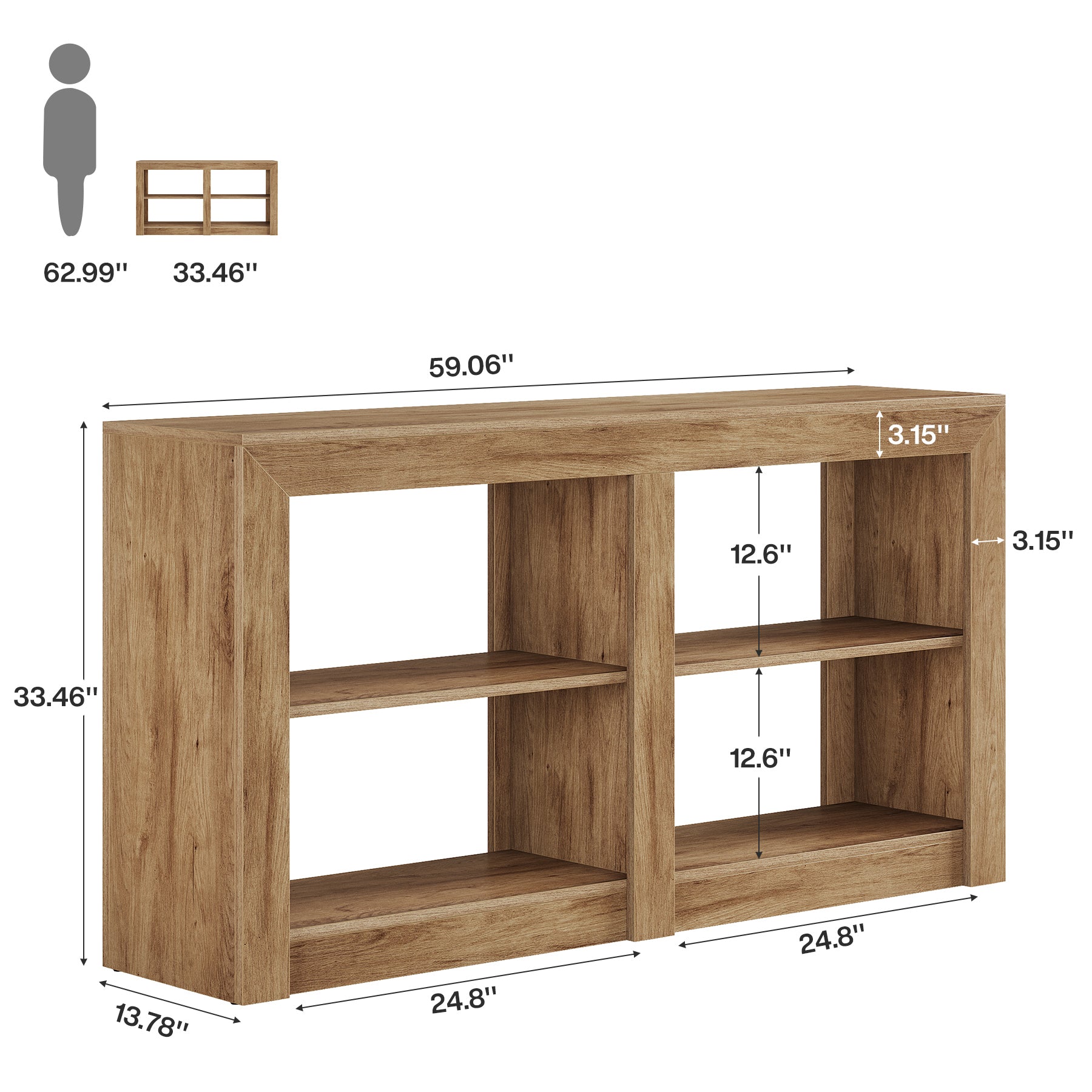 59.06" Farmhouse Console Table, Wooden Entryway Sofa Table for Living Room