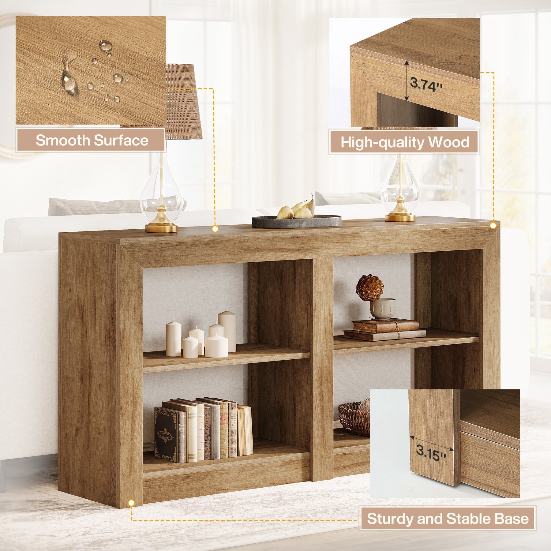 59.06" Farmhouse Console Table, Wooden Entryway Sofa Table for Living Room