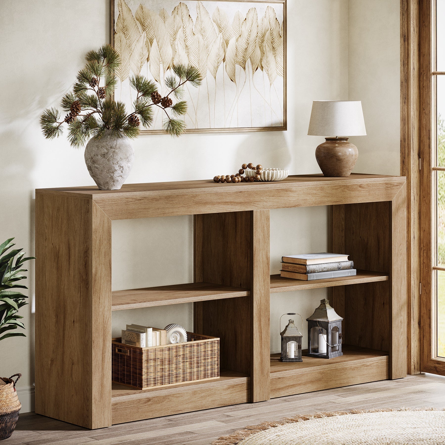 59.06" Farmhouse Console Table, Wooden Entryway Sofa Table for Living Room