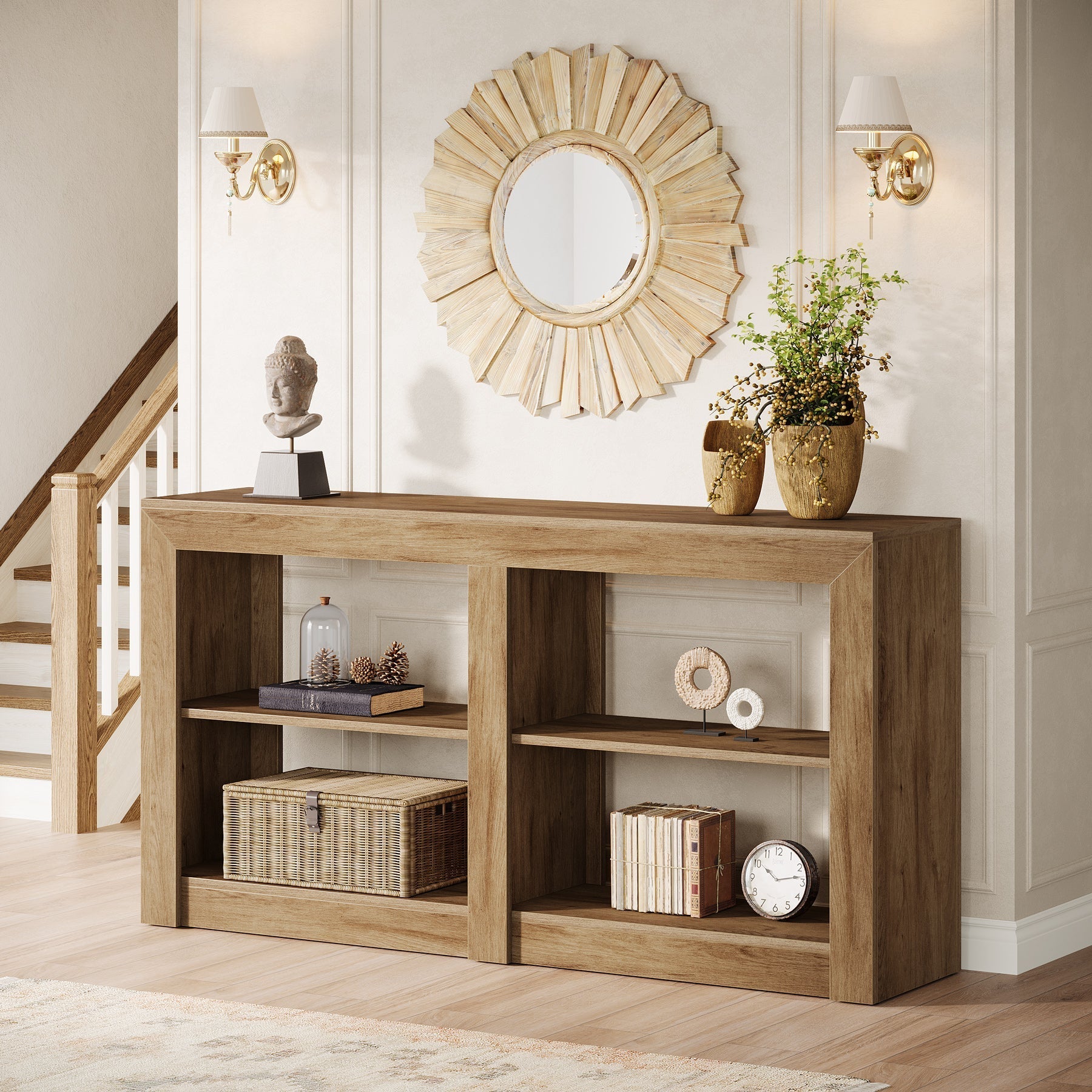 59.06" Farmhouse Console Table, Wooden Entryway Sofa Table for Living Room