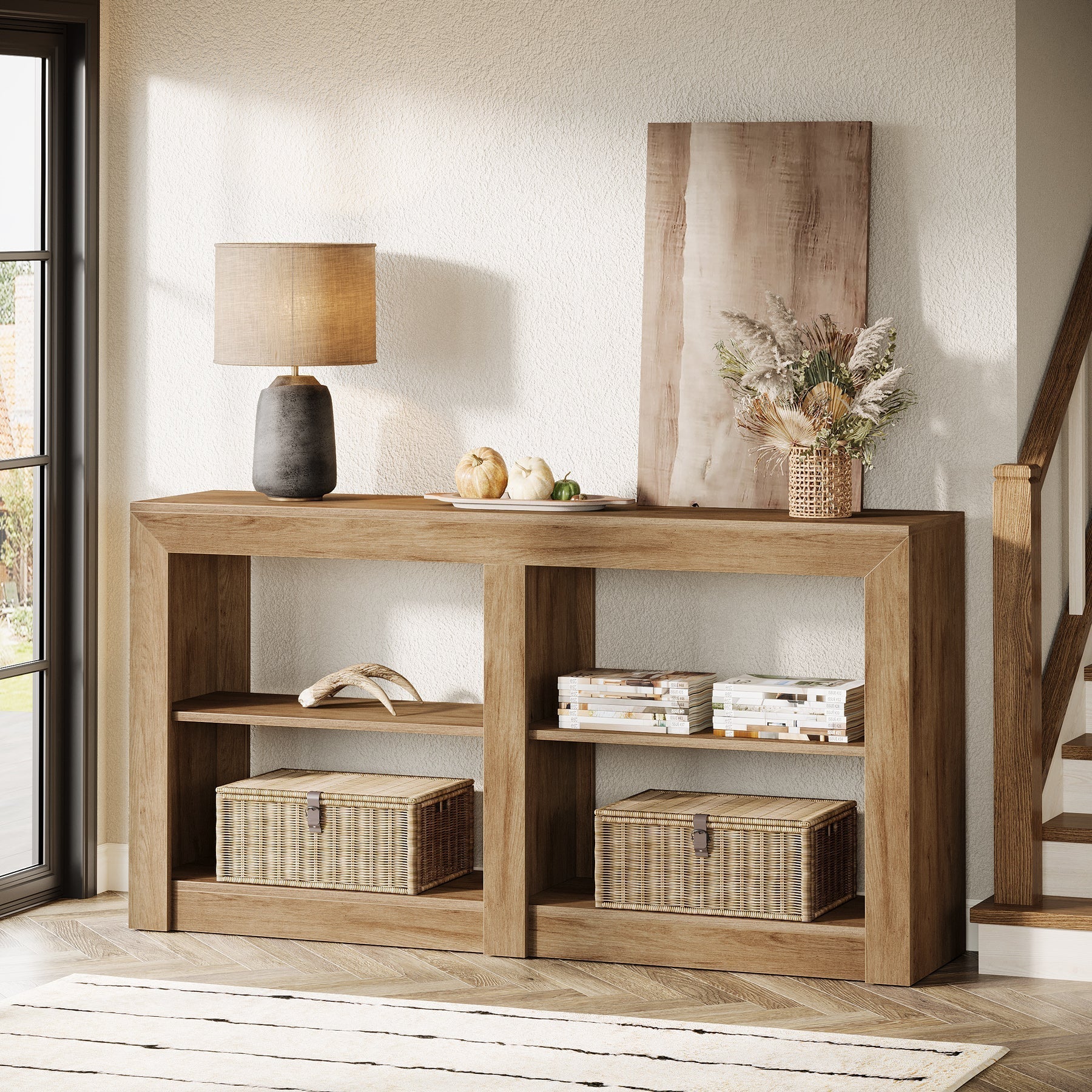 59.06" Farmhouse Console Table, Wooden Entryway Sofa Table for Living Room
