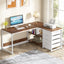 59" L-Shaped Desk, Reversible Corner Desk with Drawers & Shelves