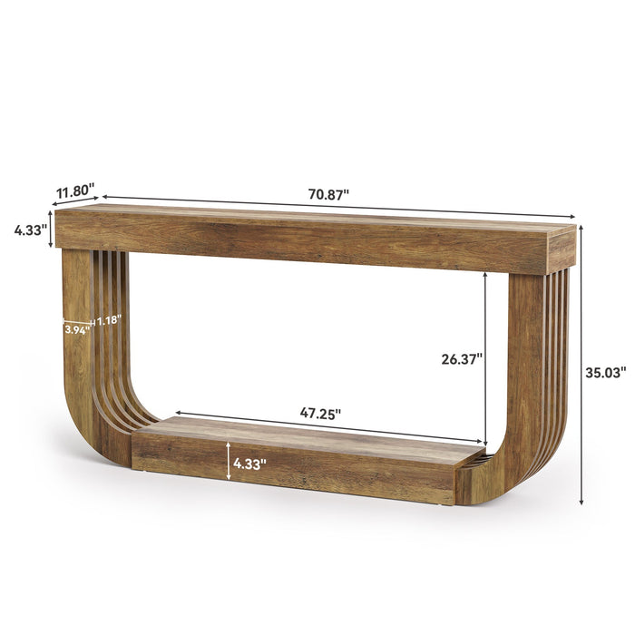 180cm Console Table, 2-Tier Wooden Hallway Table with U-Shaped Legs