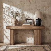 160cm Solid Wood Farmhouse Console Table with Artistic Legs, Heavy-Duty Sofa Table 3