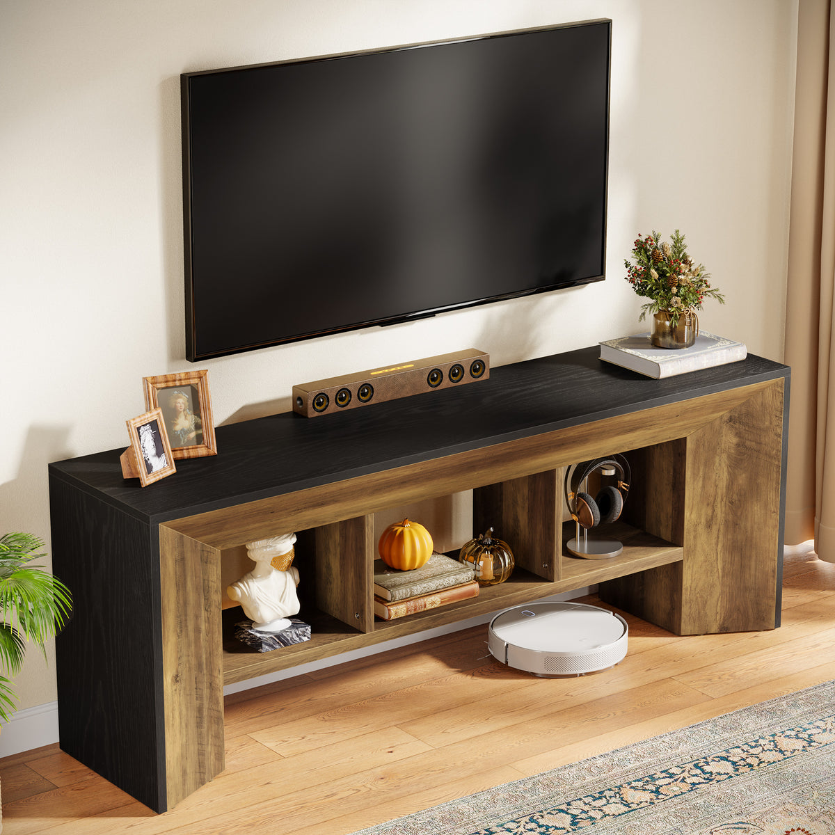 160cm TV Stand, Industrial Entertainment Centre with Storage for TVs up to 70"