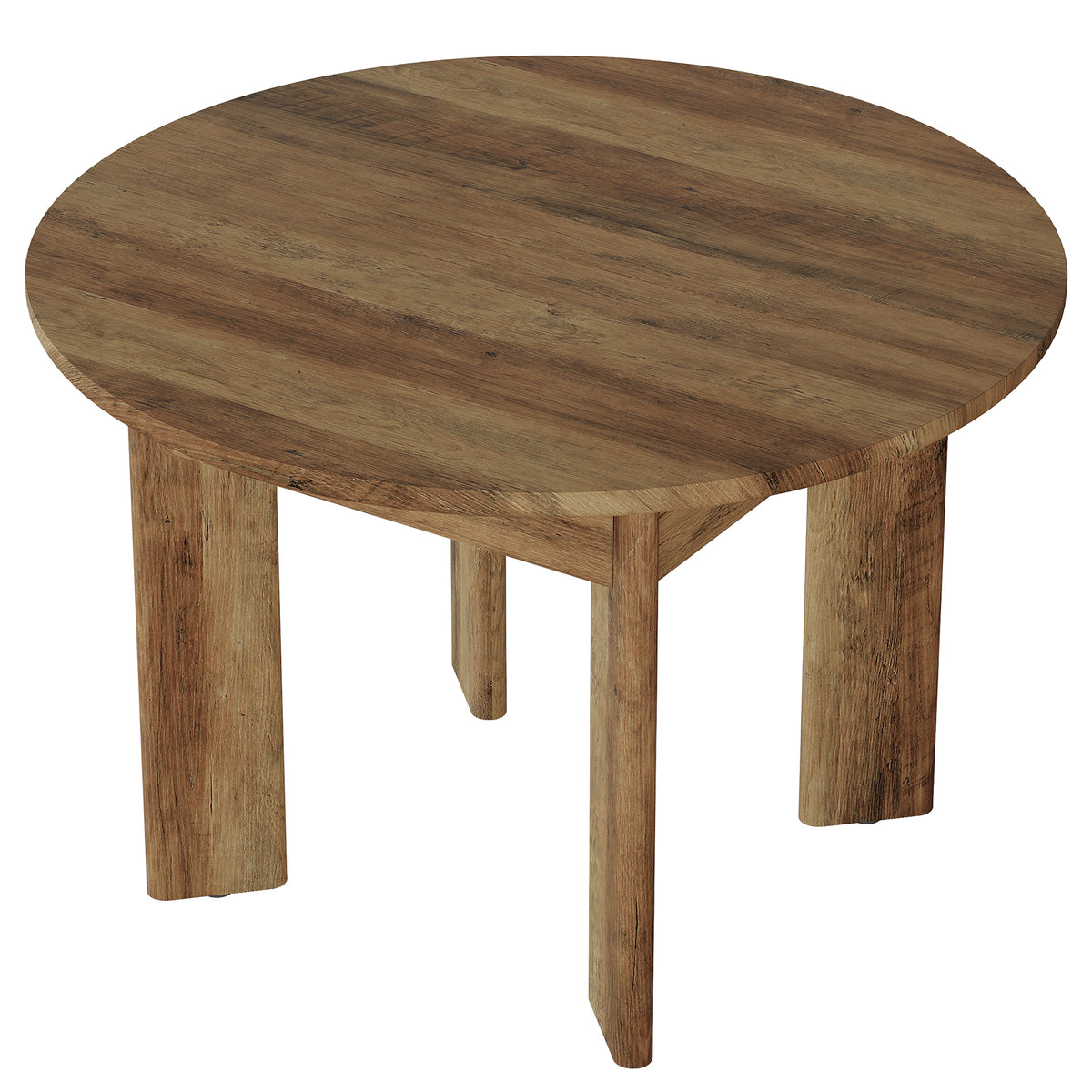 100cm Round Dining Table, 4-Seater Rustic Kitchen Table with Thick Curved Legs