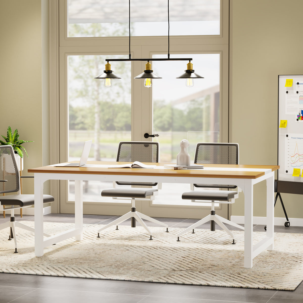 63" Large Office Desk, Industrial Writing Workstation