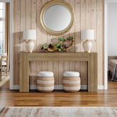 63" Farmhouse Console Table, Narrow Sofa Table with Natural Brown Finish for Entryway 3