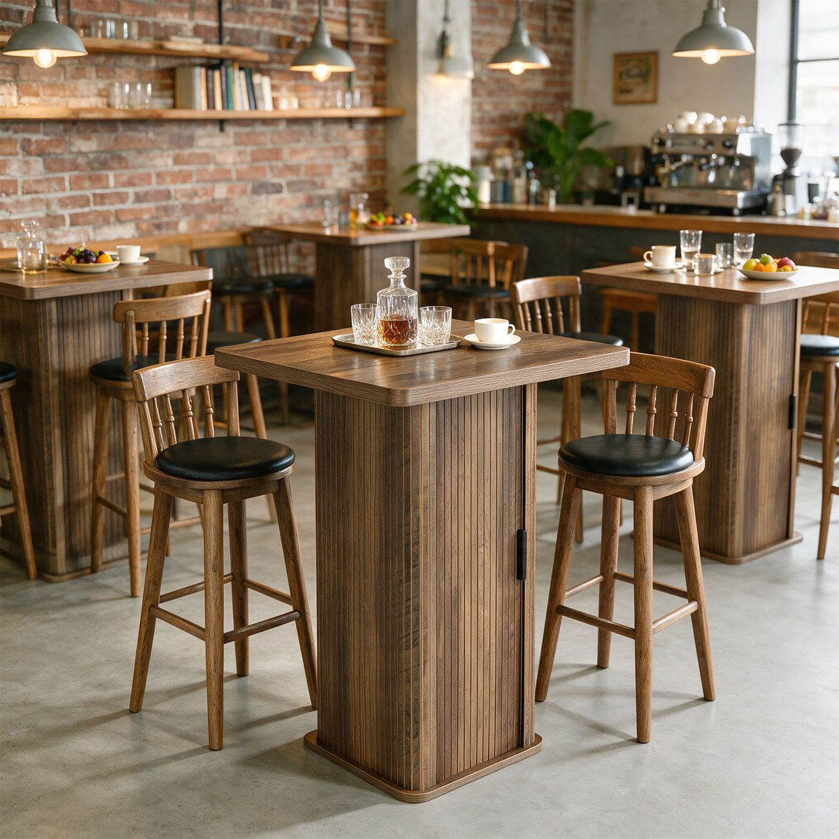 Tribesigns Bar Table with 3-Shelf Storage Unit, Height 90 cm, for Small Kitchens