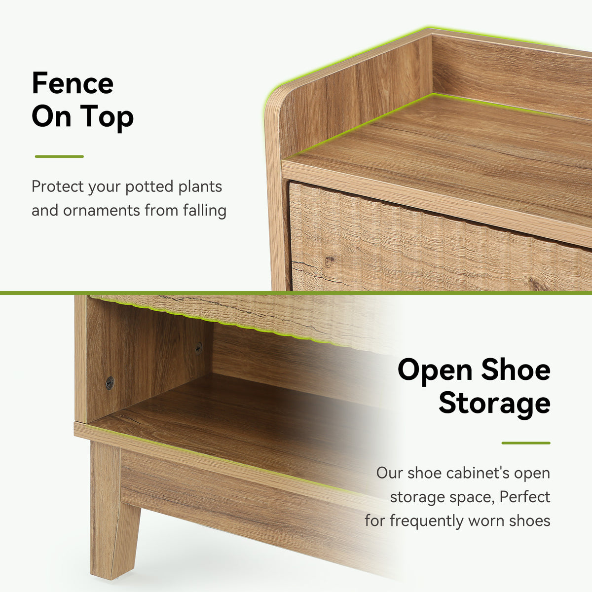 Tribesigns 80cm Shoe Cabinet, 2-drawer shoe cabinet with shelves for the hall