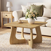 80cm Square Coffee Table, Modern Sculptural Wood Frame for Living Room 3