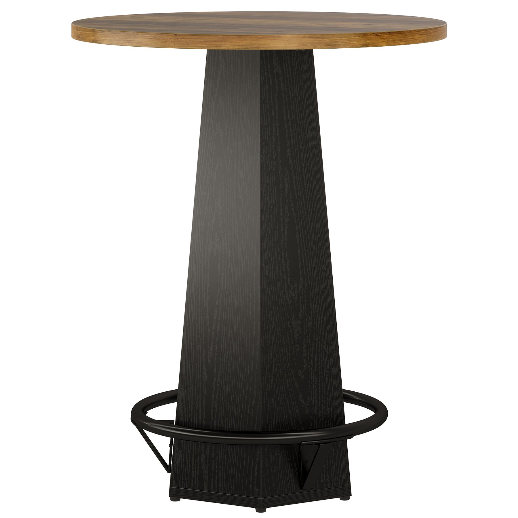 Round Bar Table, 39.4" H Bistro Pub Cocktail Table with Metal Footrest (Only Table)