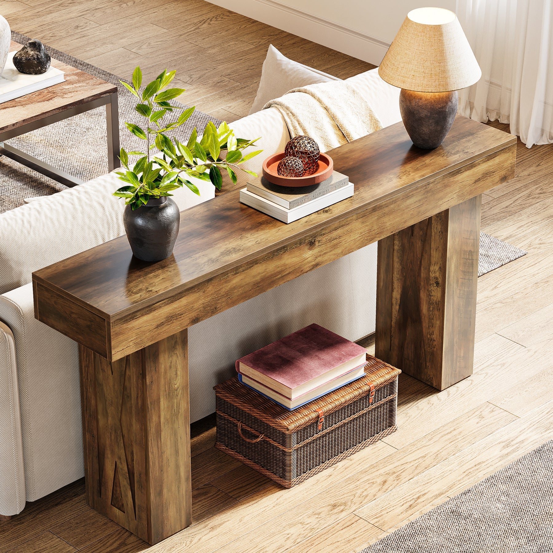 63" Narrow Console Table, Modern Sofa Table for Entryway Living Room