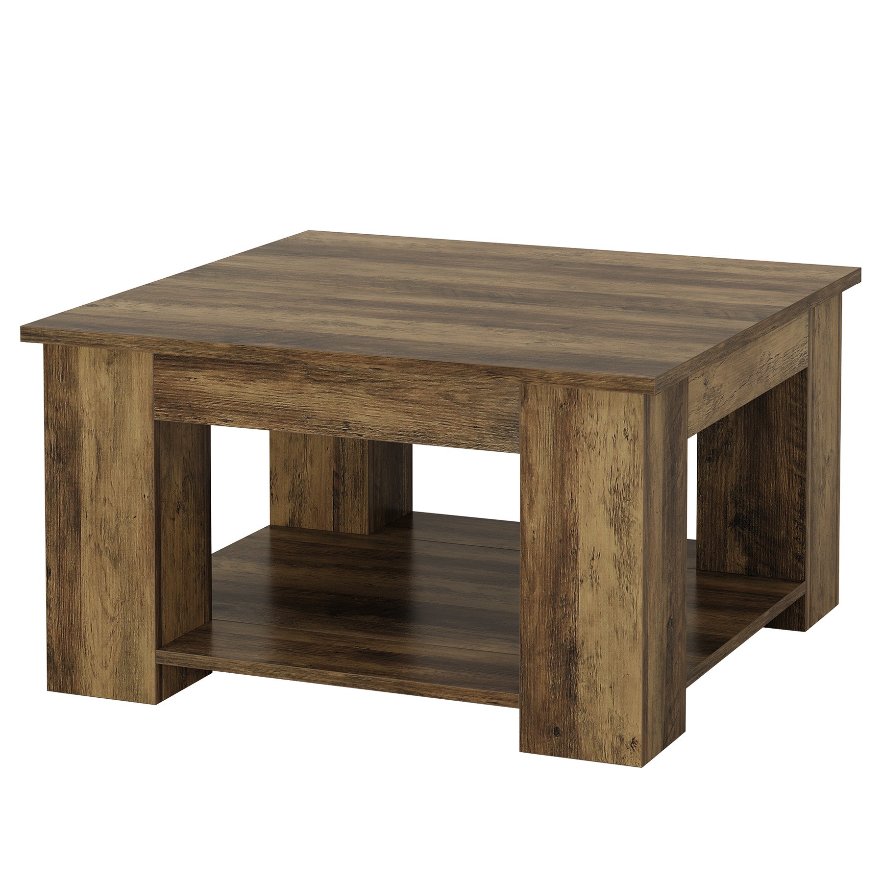 80cm Square Coffee Table, 2-Tier Center Table Cocktail Tea Furniture for Living Room