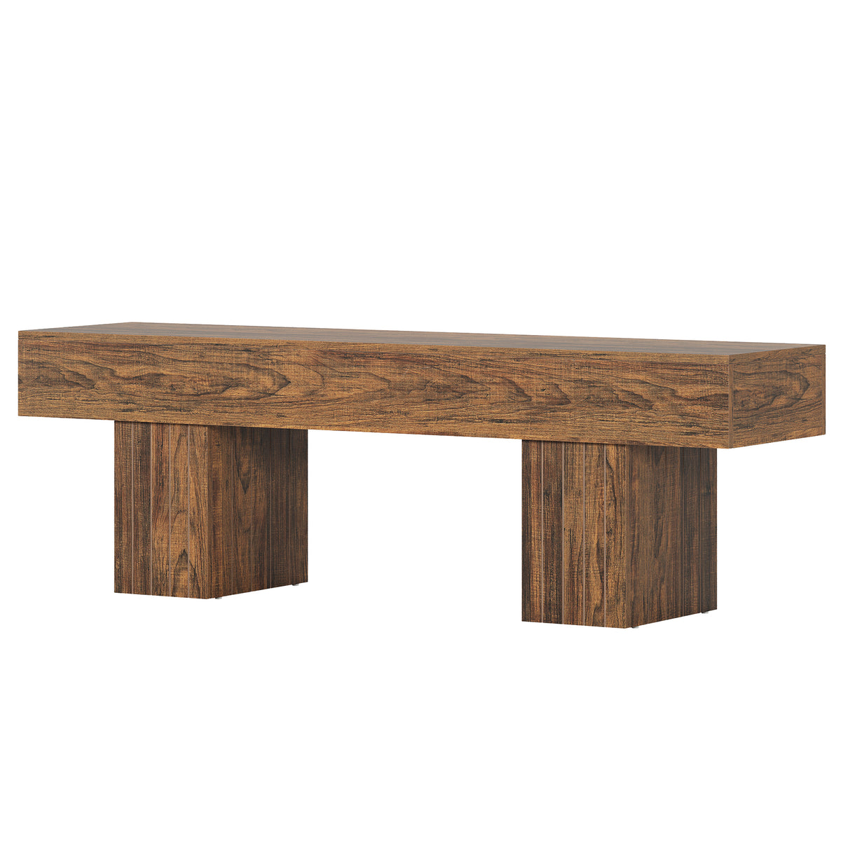 55" Wooden Entryway Bench with Broad Legs, Farmhouse Indoor Bench with 330 lb Capacity