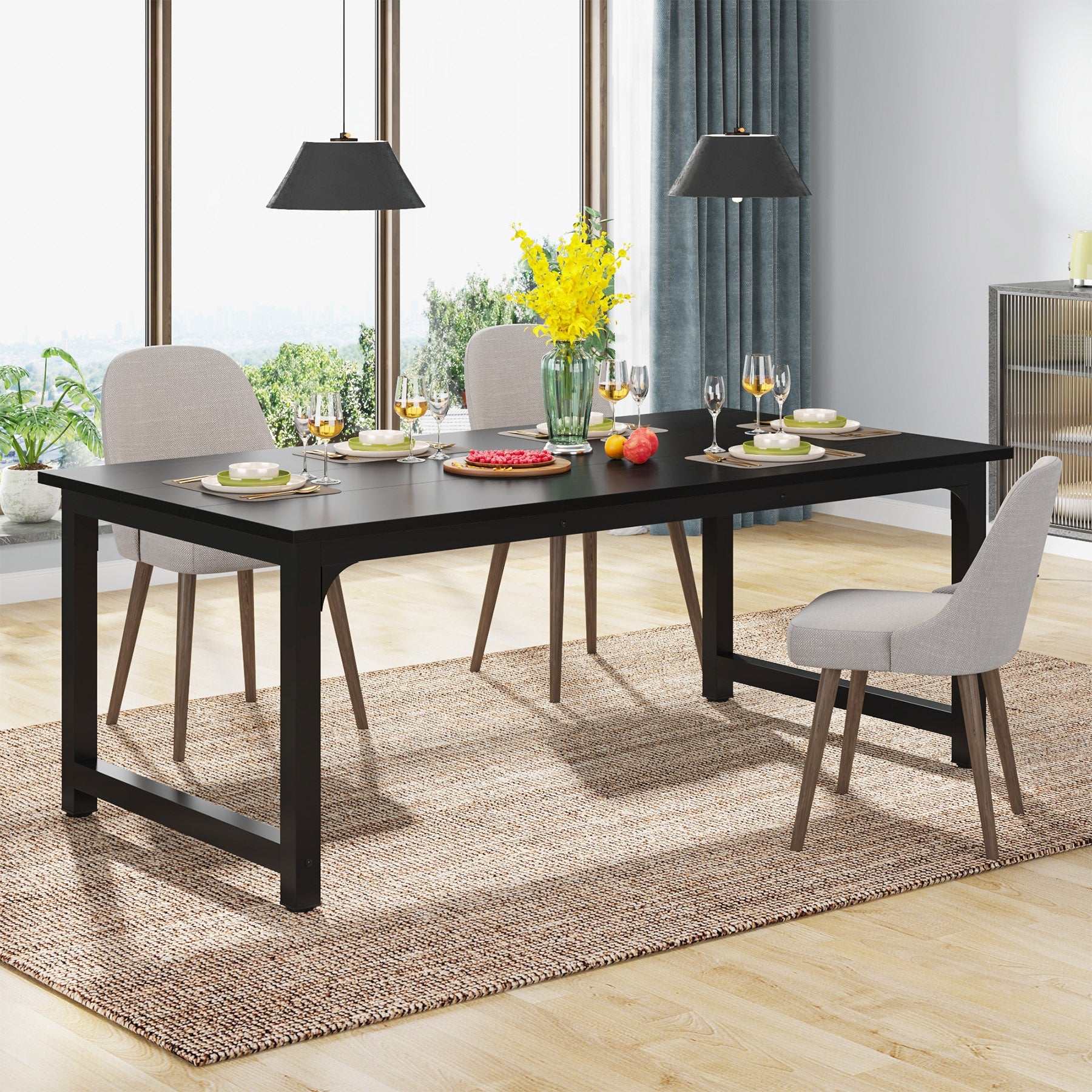 63" Large Office Desk, Industrial Writing Workstation